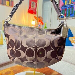 Coach Dark Brown Signature Shoulder Bag